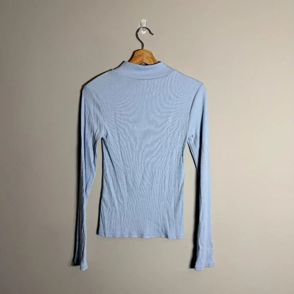 NWOT By Together Every Layer Top Ribbed Mock Neck Women's Medium Light Blue - Picture 3 of 11